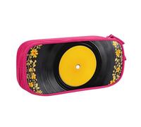 Grande trousse à crayons en vinyle pour garçons et filles - Motif floral - Grande trousse de papeterie de bureau - Trousse à crayons pour l'école et le bureau - Trousse de maquillage zippée, bleu