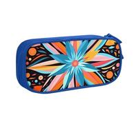 Grande trousse à crayons ethnique abstraite pour garçons et filles, motif fleur aztèque, trousse à crayons pour l'école, le bureau, la trousse de maquillage à fermeture éclair, rose, 21x5x10.5cm