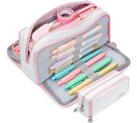 Grande Trousse À Crayons, Étui À Crayons De Grande Capacité Avec 3 Compartiments, Sac De Maquillage Pochette De Papeterie De Bureau Portable Sac Pour Garçon Fille Adolescent