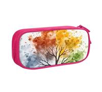Grande trousse à crayons motif arbre quatre saisons pour garçons et filles, trousse à crayons aquarelle pour bureau, école, bureau, trousse de maquillage à fermeture éclair, bleu, 21x5x10.5cm, Trousse
