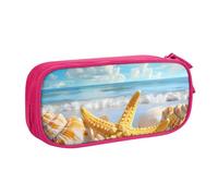 Grande trousse à crayons motif océan et étoile de mer pour garçons et filles - Grande trousse à crayons avec fermeture éclair - Pour l'école et le bureau, bleu, 21x5x10.5cm, Trousse de maquillage