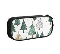 Grande trousse à crayons motif sapin d'hiver pour garçons et filles - Grande trousse à crayons de Noël pour l'école et le bureau - Trousse de maquillage zippée, Noir , 21x5x10.5cm, Trousse de