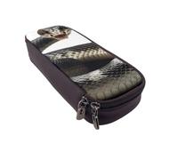 Grande trousse à crayons noire et blanche d'échecs pour bureau, petite pochette à fermeture éclair pour crayons, Cobra Snake, Taille unique, Trousse de maquillage