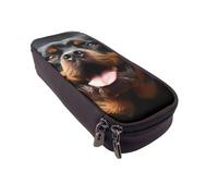 Grande trousse à crayons noire et blanche d'échecs pour bureau, petite pochette à fermeture éclair pour crayons, Cool Rottweiler Dog Art, Taille unique, Trousse de maquillage