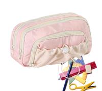 Grande trousse à crayons - Organiseur de papeterie à double fermeture éclair avec cordon de serrage pour journal, déplacement, marquage au collège, clair, Refer to description, Unisexe