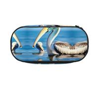 Grande trousse à crayons Pelican Bird bleu ciel marin grande capacité de rangement pochette de rangement pour homme et femme, Noir/blanc, One Size, Art déco.