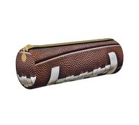 Grande trousse à crayons ronde en cuir imprimé avec lacets de football américain pour hommes, femmes, adolescents, étudiants, blanc, Taille unique, Cartable