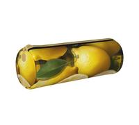 Grande trousse à crayons ronde en cuir imprimé citron jaune pour hommes, femmes, adolescents, étudiants, blanc, Taille unique, Cartable