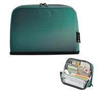 Grande trousse à crayons vert foncé dégradé flou avec fermeture éclair - Sac de rangement pour adolescentes et filles - Papeterie pour garçon - Fournitures de rentrée scolaire