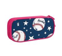 Grande trousse à crayons vintage en forme d'étoile de baseball pour garçons et filles - Grande trousse à crayons pour l'école et le bureau - Trousse de maquillage zippée, bleu, 21x5x10.5cm, Trousse de