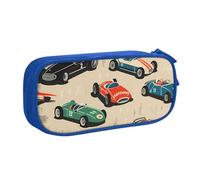 Grande trousse à crayons vintage pour garçons et filles - Motif voiture de sport de vitesse - Grande trousse à crayons pour bureau, école, bureau, trousse de maquillage à fermeture éclair, rose