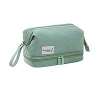 Grande trousse de maquillage à double couche - Trousse de toilette de voyage pour femme et fille, Vert, S, Beauté de masse