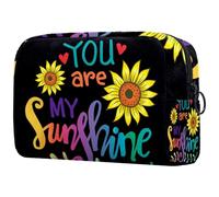 Grande trousse de maquillage avec citation « You are My Sunshine » pour femme, trousse de toilette de voyage avec fermeture éclair, multicolore, 18.5x7.5x13cm/7.3x3x5.1in, Trousse de toilette