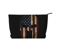 Grande trousse de maquillage avec drapeau américain et cordon Spartan américain - Grande ouverture - Noir - Taille unique, Noir , Taille unique