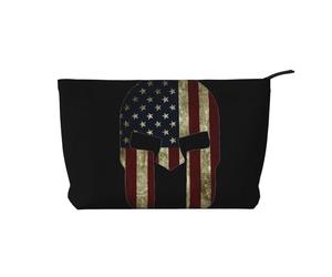 Grande trousse de maquillage avec drapeau américain et cordon Spartan américain - Grande ouverture - Noir - Taille unique, Noir , Taille unique