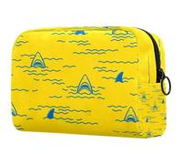 Grande trousse de maquillage avec fermeture éclair en forme d'aileron de requin pour femme, trousse de toilette de voyage, multicolore, 18.5x7.5x13cm/7.3x3x5.1in, Trousse de toilette