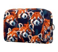 Grande trousse de maquillage avec fermeture éclair Motif pandas rouges pour femme, multicolore, 18.5x7.5x13cm/7.3x3x5.1in, Trousse de toilette