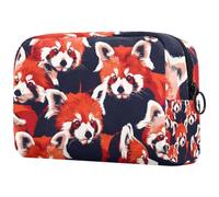 Grande trousse de maquillage avec fermeture éclair Motif pandas rouges pour femme, multicolore, 18.5x7.5x13cm/7.3x3x5.1in, Trousse de toilette