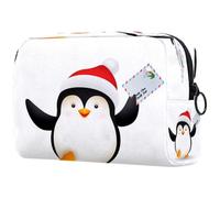 Grande trousse de maquillage avec fermeture éclair Motif pingouin Happy Xmas pour femme, multicolore, 18.5x7.5x13cm/7.3x3x5.1in, Trousse de toilette