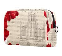 Grande trousse de maquillage avec fermeture éclair pour femme, orgue à pipe, fond musical, pour femme, trousse de toilette de voyage, grande pochette de maquillage pratique, multicolore,