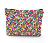 Grande trousse de maquillage de plage, trousse de maquillage de voyage, cocotiers sur le sable, grande trousse de maquillage en lin, trousse de toilette, sac à main, vert bleu, 17,8 x 22,9 cm,