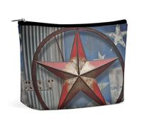 Grande trousse de maquillage de voyage American Wastern Texas Star pour femme - Étanche - Pour sac à main - Organiseur de maquillage portable - Jolie pochette à fermeture éclair - Trousse de