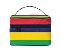 Grande trousse de maquillage de voyage avec drapeau de l'île Maurice (22,9 x 16,5 x 15,7 cm), grande trousse de maquillage pour femmes et filles