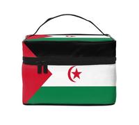 Grande trousse de maquillage de voyage avec drapeau du Sahara occidental (22,9 x 16,5 x 15,7 cm), grande trousse de maquillage pour femmes, sac de rangement pour filles