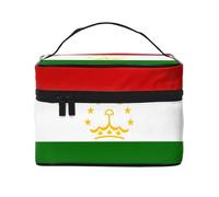 Grande trousse de maquillage de voyage avec drapeau du Tadjikistan (22,9 x 16,5 x 15,7 cm), grande trousse de maquillage pour femmes, sac de rangement pour filles