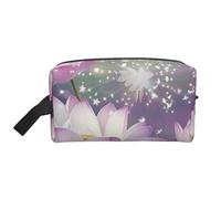 Grande trousse de maquillage de voyage avec imprimé fleur de lotus asiatique, étanche, trousse de toilette pour femmes, mamans, filles, blanc, Taille unique, Trousse de toilette