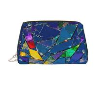 Grande trousse de maquillage de voyage avec imprimé géométrique de plage, 3 poches intérieures de rangement pour les essentiels, Vitrail, One Size, Classique