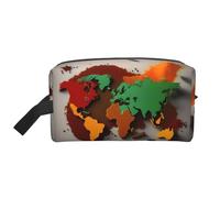 Grande trousse de maquillage de voyage - Carte du monde en épices, design imprimé complet, organiseur de toilette portable, pochette multi-usage pour le maquillage, blanc, One Size