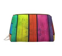 Grande trousse de maquillage de voyage en cuir PVC avec fond en bois coloré imprimé pour femme et maman, cadeau mignon, trousse de toilette avec fermeture éclair, blanc, Taille unique, Trousse de