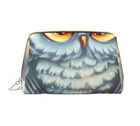 Grande trousse de maquillage de voyage en cuir PVC avec motif hibou de dessin animé pour femme, maman, cadeau mignon, trousse de toilette avec fermeture éclair, blanc, Taille unique, Trousse de