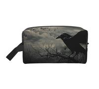 Grande trousse de maquillage de voyage étanche avec imprimé corbeau nocturne pour femmes, mamans, filles, blanc, Taille unique, Trousse de toilette