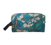 Grande trousse de maquillage de voyage étanche avec imprimé fleurs d'amandier, trousse de toilette pour femmes, mamans, filles, blanc, Taille unique, Trousse de toilette