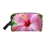 Grande trousse de maquillage de voyage étanche avec imprimé fleurs d'hibiscus pour femmes, mamans, filles, blanc, Taille unique, Trousse de toilette