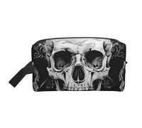 Grande trousse de maquillage de voyage étanche avec motif tête de mort pour femmes, mamans, filles, blanc, Taille unique, Trousse de toilette