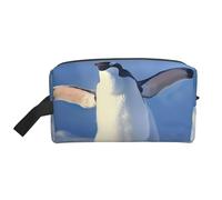Grande trousse de maquillage de voyage imperméable avec imprimé pingouin mignon pour femmes, mamans, filles, blanc, Taille unique, Trousse de toilette