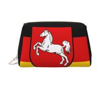 Grande trousse de maquillage de voyage imprimée drapeau de Basse-Saxe avec 3 poches intérieures pour les essentiels, Drapeau de Basse-Saxe, One Size, Classique
