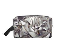Grande trousse de maquillage de voyage - Motif abstrait de strass à paillettes - Motif imprimé complet - Organiseur de toilette portable, pochette multi-usage pour le maquillage, blanc, taille unique