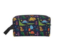 Grande trousse de maquillage de voyage - Motif dinosaure feuille de palmier - Organiseur de toilette portable - Multi-usage pour le maquillage - Blanc - Taille unique, Blanc, One Size