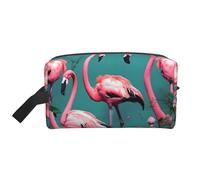 Grande trousse de maquillage de voyage - Motif flamant rose avec imprimé complet - Organiseur de toilette portable - Pochette multi-usage pour le maquillage, blanc, One Size