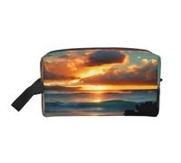 Grande trousse de maquillage de voyage - Plage Maui Hawaï coucher de soleil vagues nuages pleine impression design portable organisateur de toilette pochette multi-usage pour maquillage, blanc, taille