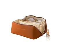 Grande trousse de maquillage de voyage pour femme - Organisateur de maquillage en cuir - Trousse de toilette pour femme - Trousse de maquillage - Pochette de rangement de luxe pour femme, café, Taille