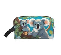 Grande Trousse de Maquillage de Voyage réutilisable, Pochette de Rangement à imprimé Deux Koalas Heureux pour Articles de Toilette, Maquillage et Accessoires