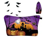 Grande trousse de maquillage de voyage - Trousse de maquillage de voyage d'Halloween - Trousse de rangement multifonctionnelle avec fermeture éclair pour pinceaux de maquillage, rouges à lèvres,