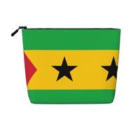 Grande trousse de maquillage en chanvre avec drapeau de Sao Tomé-et-Principe - Organiseur de voyage pour voyage d'affaires et usage quotidien
