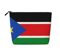 Grande trousse de maquillage en chanvre avec drapeau du Soudan du Sud, organiseur de voyage pour voyage d'affaires et usage quotidien