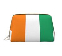 Grande trousse de maquillage en cuir avec fermeture éclair Motif drapeau de la Côte d'Ivoire, blanc, Taille unique